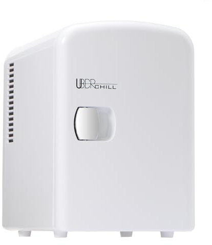 Uber Appliance Chill UB-CH1 Retro 6-Can Mini Personal Refrigerator, Retro Style, Modern, Casual, White, 9 x 7 x 10.5 inches, 1
