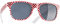dressforfun Retro Brille, Party Sonnenbrille, Kariertes Gestell, für 90er Jahre Party, Oktoberfest, Ballermann Mottopartys, Fotobox Accessoires, Festival Gadget, JGA Zubehör - rot/weiß, 1 Stück