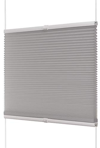 Ventanara® Waben Plissee ohne Bohren Grau tageslicht Klemmfix Plisseerollo Thermo Faltrollo verspannt inklusive Premium Klemmträger 90 x 130 cm