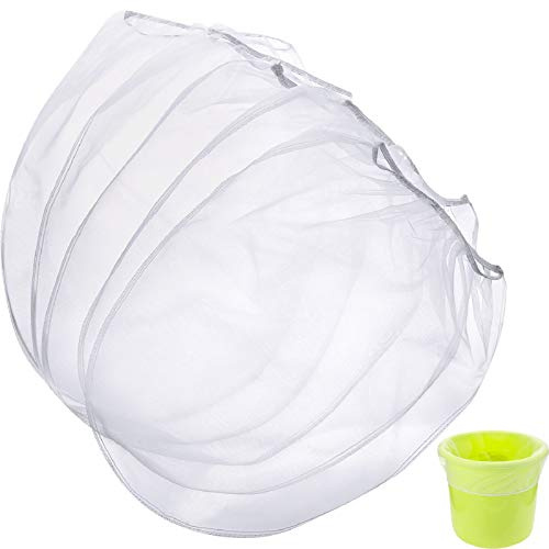 Boao 20 Pieces Paint Filter Strainer Bags White Fine Mesh Paint Strainer Bags Elastic Top Disposable Bucket Filter for Painting, Gardening, Plant Protection (5 Gallon)