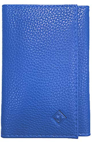 LOLUNA® - Porte Papier Voiture en Cuir Graine Souple - Format 3 Volets Compact - Etui Carte Grise, permis, identité, Assurance, crédit, dans Plusieurs Couleur pour Homme et Femme (Bleu Clair)
