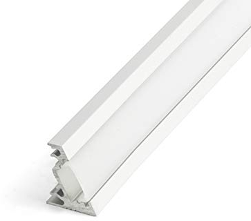DQ-PP LED ALUMINIUM PROFIL | Corner 30 Grad | 2m | alu-eloxiert | milchglas Abdeckung | 4 Klammern und 2 Endkappen | Alu Schiene Leiste für LED-Streifen