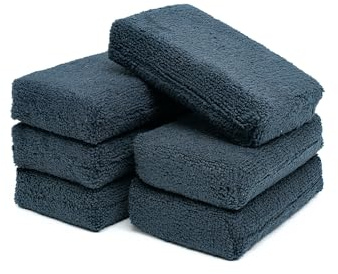 The Rag Company Hochwertige Mikrofaser-Applikator-Schwämme – vielseitiges Detailierwerkzeug, extra saugfähig, hält zahlreichen Anwendungen Stand, 7,6 x 12,7 cm, Schwarz (6er-Pack)