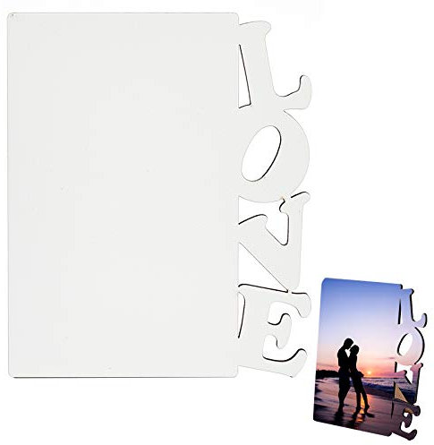 CREATCABIN Sublimation Blanks Cadre Photo MDF Panneau Photo Cadre Amour pour Presse à Chaleur Inclus Stands DIY Image Personnalisée, 6x7 Pouce