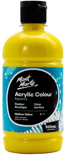 MONT MARTE Signature Mid Yellow Acrylic Paint, 16.9oz (500ml), Semi-Matte Finish, Suitable for Canvas, Wood, Fabric, Leather, Cardboard, Paper, MDF and Crafts