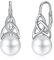 Perlen Ohrringe für Damen 925 Sterling Silber Irischer Keltischer Knoten Creolen Leverback Schmuck Geschenke für Mama Mutter Mädchen Freunde (Keltischer Knoten mit Perlen 2)