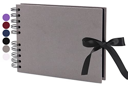 Vienrose Fotoalbum Zum Selbstgestalten 24 x 17 cm DIY Fotobuch 40 Seiten Seidenband Bastelpapier Album für über 80 10x15 Fotos Baby Familie Valentinstag Geburtstag Jahrestag Geschenk