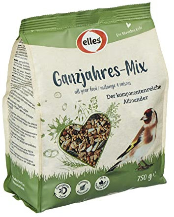 Elles Ganzjahres-Mix 750g I Natürliches, reichhaltiges Premium Wildvogelfutter | Ambrosia kontrolliert I Perfekt für alle Jahreszeiten & Vogelarten
