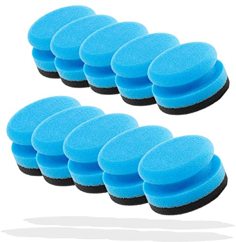detailmate Autopflege - Made in Germany - 10er Pack Polierschwamm aus Premium Schaumstoff für Handpolitur/Wachse/Applikator für Pflegeprodukte auf Kunststoff, Reifen, etc. (Medium/Soft- Ø90mm)
