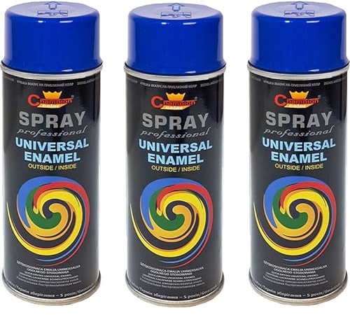 VE-INDUSTRIES Lot de 3 bombes de peinture selon RAL - 400 ml - Vernis coloré pour bois, métal (5002 bleu outremer)
