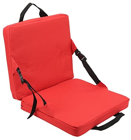 Fockety Cojín de Asiento de Estadio Portátil, Silla de Suelo Acolchada Plegable para Exteriores con Respaldo, Asiento de Blanqueador de Estadio Ligero para Eventos Deportivos, Camping, Playa(Rojo)