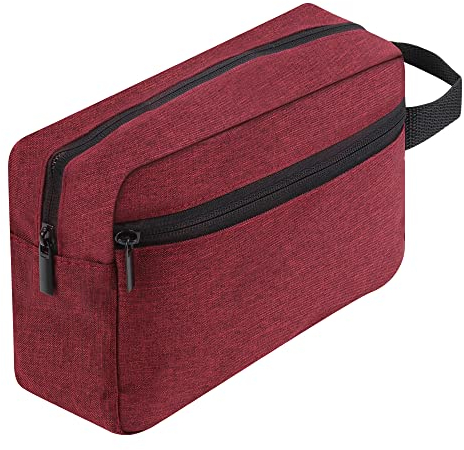Toiletry Bag for Men, Portable Travel Wash Bag Waterproof Shaving Bag Toiletries Accessories Cosmetic Bag Make Up Bag, Gym Shower Bathroom Makeup Bag with Handle (Red)