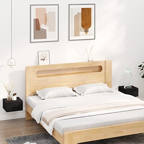 FIRBNUS 35x35x20 cm Nachtkommode Nachtschränkchen Wand-Nachttische 2 STK. Schwarz Bett Kommode Nachtschrank Hängend Schlichtes & Klassisches Design