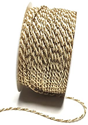 s.dekoda Kordel 50m x 2mm zweifarbig Creme - Gold Drehkordel Dekoband Kordelband Kordelschnur