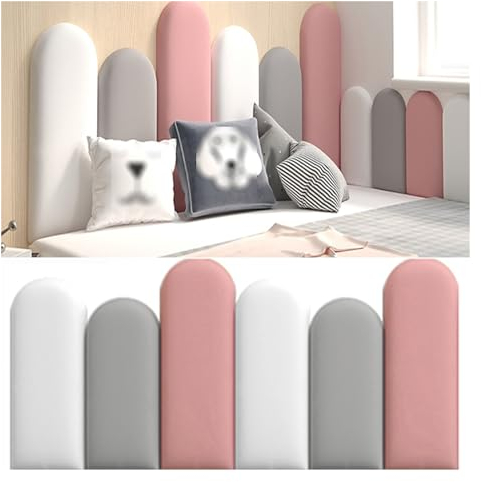 XILYZMO Bett Kopfteil Wandpolster, Wasserdicht Weich Wandaufkleber, Selbstklebend Wandtafeln, Wiederverwendbar Kinderzimmer Bett-Kopfteile Für Wanddekoration (Farbe : Rosa, Größe : 55x120cm)
