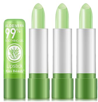 Pakivs 3 Pcs Aloe Vera Farbe wechselnden Lippenstift,lang anhaltende nahrhafte feuchtigkeitsspendende Lippenbalsam Magische Temperatur Farbe ändern Lippenstift für Frauen