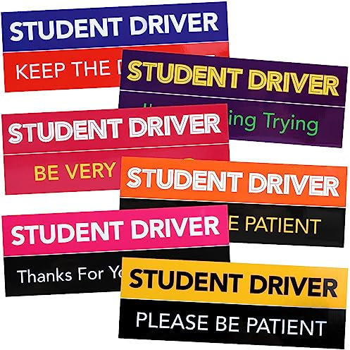 DIYMAG 6Pcs Student Driver Magnet for Car, Please Be Patient New Student Driver Signs Magnetic Novice Driver Stickers Magnetic New Driver Vehicle Safety Signs Reusable Movable