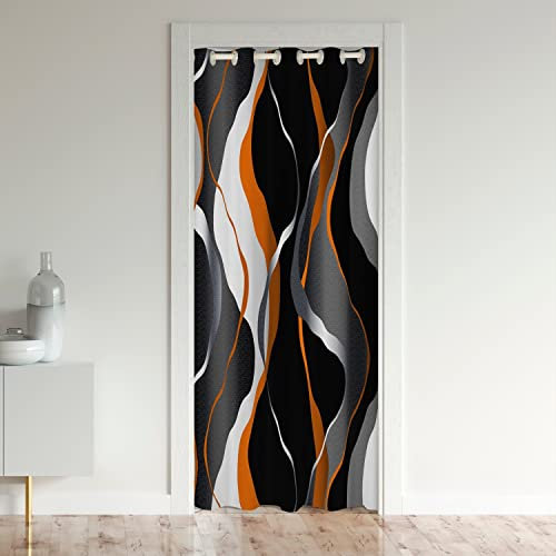 Orange Gris Blanc Stripes Rideaux Interieur Salon Chambre Géométrie Décoration Rideau de Porte 86x203cm Rideaux Exterieur d'entrée Modern Striped Art Rideau Occultant