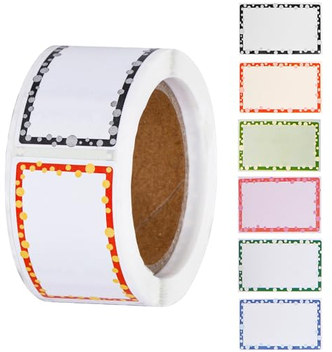 Etiketten Selbstklebend 200 Stück Aufkleber zum Beschriften 8 Punktrandmuster Etiketten zum Beschriften Etiketten Marmeladengläser Jam Jar Labels Marmeladen Etiketten Selbstklebend für Gläser