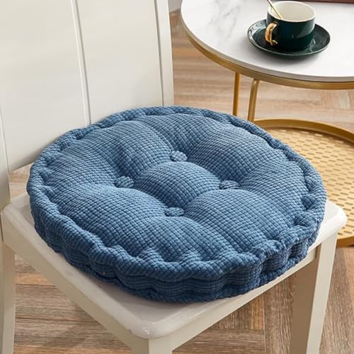 Sitzkissen Outdoor, 2er Set Stuhlkissen 50x50cm, Dicke Bodenkissen, Sitzpolster Outdoor für Bank und Gartenstuhl(Runde,Denim-Blau,50 x 50 cm)