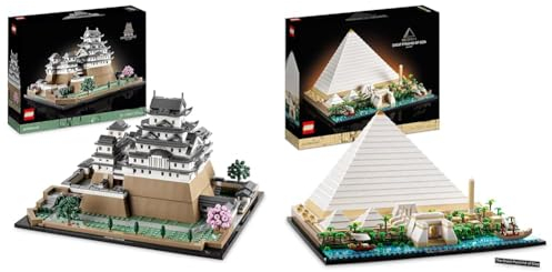 LEGO 21060 Architecture Himeji Castle Set, Landmarks Collection Model Building Kit for Adults & 21058 Architecture Great Pyramid of Giza Set, Home Décor Model Building Kit