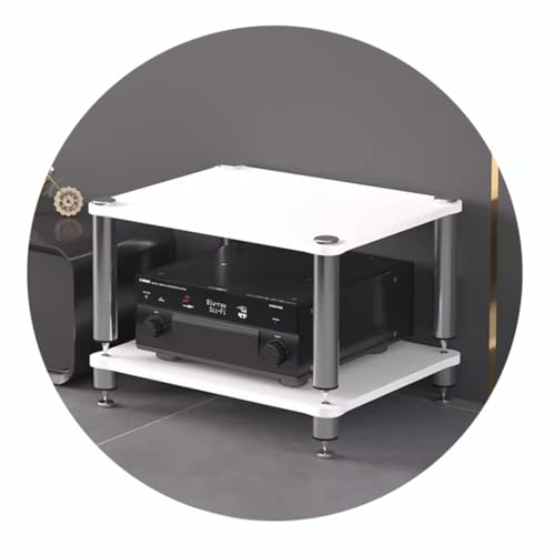 MollyYou 2/3/4-stufiges HiFi-Rack-AV-Regal HiFi-Ständer Plattenspielerständer Geräteschrank-Audio-Rack Mit Stoßdämpfenden Füßen – Audio-Video-Komponenten (Weiß, 60 * 48 * 40cm(2Tier))