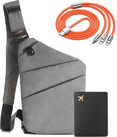 IUHFSIFS Upgrade Diebstahlsichere Tasche【0 Belastung - Komfortable Ergonomie】 Diebstahlsichere Umhängetasche【Viele Taschen Extrem Wasserdicht Kratzfest】 Anti Diebstahl Tasche Damen Herren Grau Links