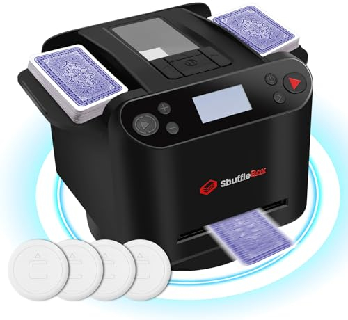 ShuffleBox G1 Pro Automatische Kartenmischer und Kartensender 2 in 1, Ultra leise, wiederaufladbar, Kartenmischmaschine Kartenmischgerät mit verteiler (Schwarz)