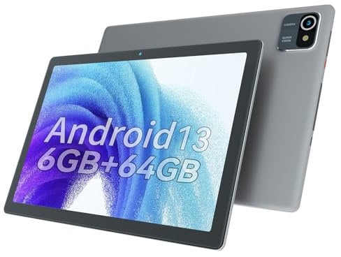 Hakaug Android 13 Tablet, 10 Inch, 6GB RAM 64GB ROM, Dual Camera, 5000 mAh Battery Touchscreen Tablet-PC (Gray)