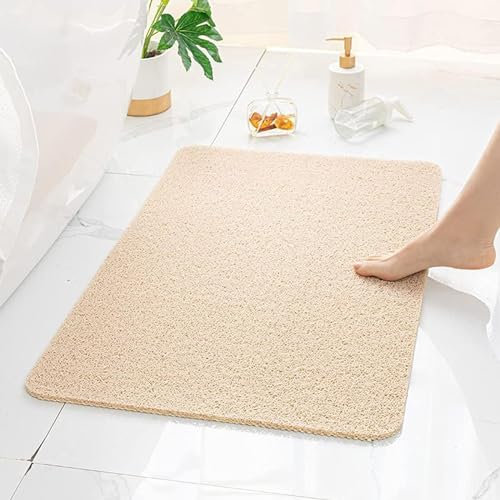 Tappetino da doccia antiscivolo, Tappeto Doccia Antiscivolo con Fori di Drenaggio, Tappetino Doccia, Tappetino Bagno Morbido E Confortevole, per Famiglie (Beige, 40 x 80 cm)