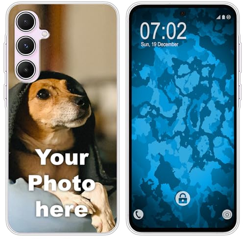 PhoneNatic personalisierte Handyhülle für Galaxy A55 Custom Silikon Case in transparent zum selbst gestalten mit eigenem Foto Bild Text individuell