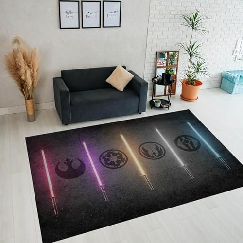 Generic Starwars-Emblem-Teppich, Modern, Niedriger Stapel, Rutschfest, Wasserfest, 120 x 180 cm (47” 70”), Rechteckig, Indoor, Teppich, Bereichsteppiche