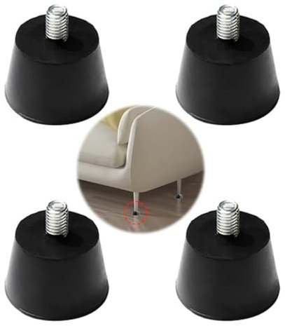Eiflayn Tacos De Goma,4 Piezas M8×38mm Tacos para Patas De Sillas,Tacos Sillas Ajustable,Tacos Elevadores Antideslizante y Resistente Al Desgaste,Patas para Sillas para Mesas,Sillas,Sofás,Armarios