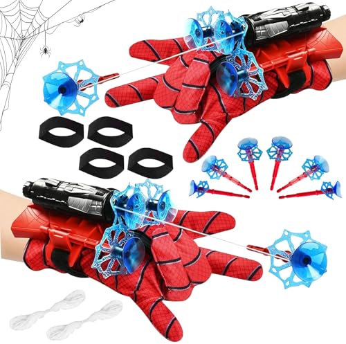 DTXYBC Gant de Lanceur Spider, Lot de 2 Spider Launcher Gant de Cosplay, Jouets de Poignet Lanceur de Héros, Lanceur de héros Spider, Launcher Spider Gant Jouets Cosplay pour Enfants