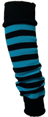 ANZEE Leg Warmers for Adult Ladies & Girls Stay Warm and Stylish Women Knitted Ankle Striped Leg Warmers Party Dance, Sports, Yoga Accessories (Turquoise Black, One Size (Fit All))