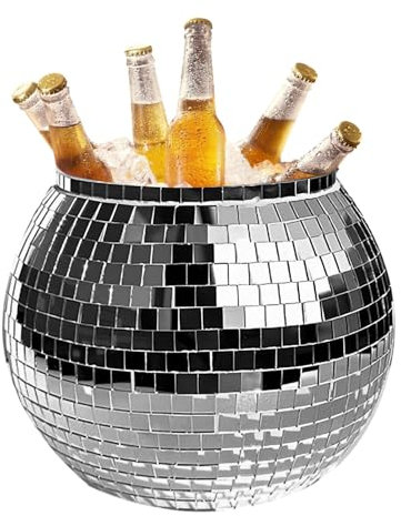 Disco-Kugel-Eiskübel, Getränkekühler, 3 l, modischer Aufbewahrungsbehälter für Eiswürfel, Badewanne mit Kugeln, Spiegel, Premium-Qualität, kühlt