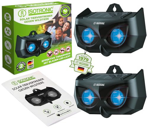 ISOTRONIC Solar Tiervertreiber mit Blaulicht | gegen Wildtiere wie Waschbären, Rehe, Füchse, Wildschweine u.v.m. - effektive Tierabwehr mit blauem LED-Licht (2)