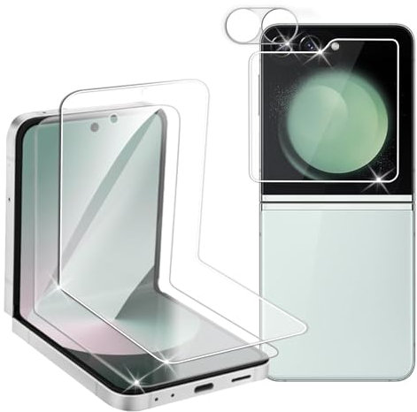 Protecteur d'Écran et de Caméra pour Samsung Galaxy Z Flip 6 5G,Pack de 4 Pièces (2 Protecteurs d'Écran TPU + 2 Protecteurs de Caméra en Verre Trempé),Dureté 9H,Installation Facile,Ultra-Transparent