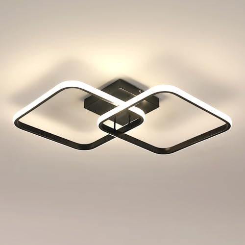 Toolight Moderne LED Deckenlampe, 42W 4725LM Deckenleuchte Wohnzimmer 59cm, Aluminium LED Deckenbeleuchtung Schwarz Quadratische für Schlafzimmer Wohnzimmer Küche Flur, 4500K Neutralweiß