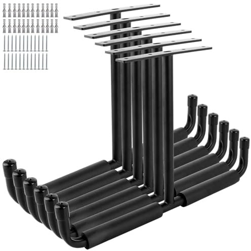GBACHOOSE 6er Set Garage Schwerlasthaken, Metall Deckenhalterung, Deckenregal Hängend Deckenhaken Wandhaken für Fahrrad, Holz, Leiter, Angelrutenund Sportgeräten wie Ski, Surfboard