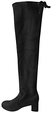 Scarpe al ginocchio alte per le donne stivali neri stivali per le donne stivali da donna alti donna coscia stivali da donna vintage stivali alti per le donne senza tacco, Nero , 40 EU