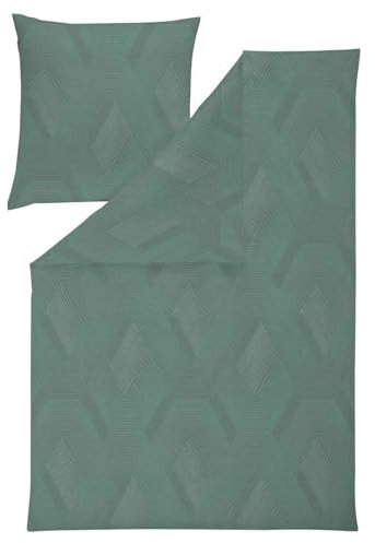 ESTELLA Mako Jersey Bettwäsche 155x220 Quinn alge grün Rauten 6895-545
