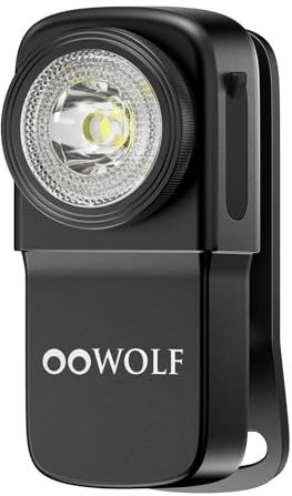 OOWOLF Mini Taschenlampe Led Aufladbar - 250 Lumens USB-C Clip Lampe für Camping Läufer und Sicherheitswarnungen (Schwarz)