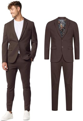JEFF Herren JFEzra Set Anzug 2-teilig Sakko Hose Bundle | elastischer Herrenanzug Regular Fit für Männer Black Coffee, 46