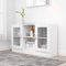 Myheimly Sideboard 2 Fächer 2 Türen Kommode Anrichte Beistellschrank Mehrzweckschrank Standschrank Schrank 120x30,5x70cm Holzwerkstoff Weiß,Holzwerkstoff und Glas