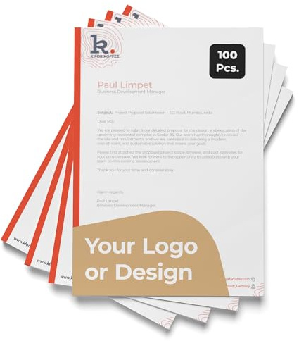 Cimpress A4 Markenpapier mit Logo, Individuell gestaltbares Briefpapier 210x297mm,Professionelle Korrespondenz im Büro, 100 Stück