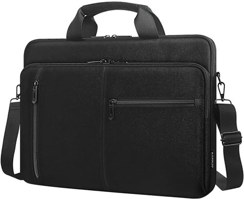 ROEPHY Sacoche pour Ordinateur Portable 17 Pouces Imperméable Anti-Choc Sac à Bandoulière Mallette d'Affair Serviette pour 17-17.3 Notebook/Dell/Acer/HP/MSI/ASUS, Noir