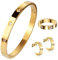 ROUGEMONT Edelstahl Schmuckset Monte Carlo Wasserfest Hypoallergen Schmuckset aus Armreif Creolen Ring 18 K Vergoldung Jewellery