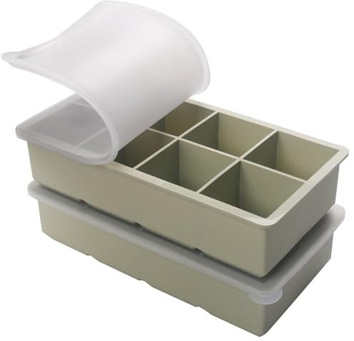 1/2 Cup Silicone Freezer Tray With Lid - Silicone Freezer Molds 2-Pack For meal prep & freezing of various sauces and other dishes, makes 16 perfect 1/2 cup portions cubes（Green 2 Pack）