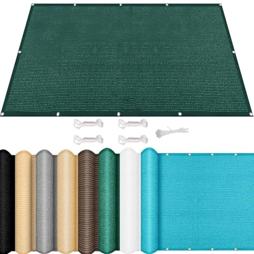 Voile d'ombrage Respirant Rectangulaire 220 x 425 cm 95% UV Protection, Perméable à L’Eau Voile Solaire de Parasol Multi Couleur et Taille pour Jardin Balcon, Vert Foncé